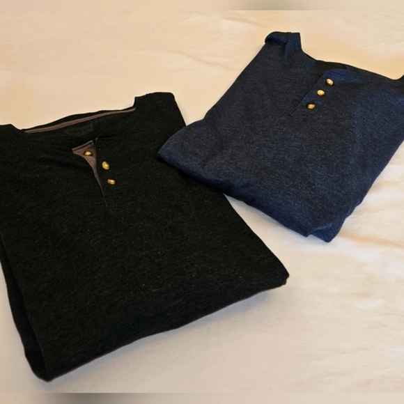 (2)Mens XXL Levis Long Sleeve Blue & Gray Henley Shirts - Picture 3 of 16